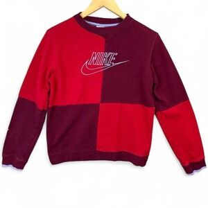 Nike vintage red and burgundy patch work sweatshirt old school blue ribbon